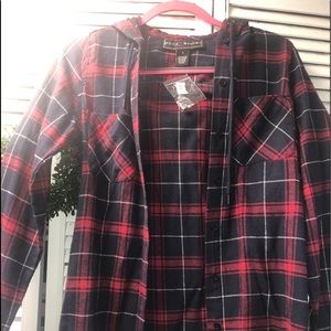 NWT flannel button down hooded shirt